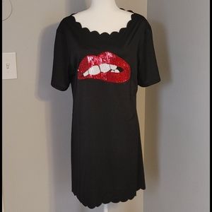 Sequin lips scallop dress 0XL
